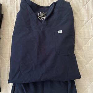 Navy Blue Scrub Top and Pants Set
